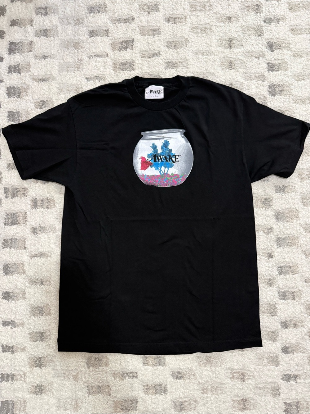 Awake NY Fishbowl Betta Fish Graphic T-Shirt Black Men's Size Large - Picture 1 of 4